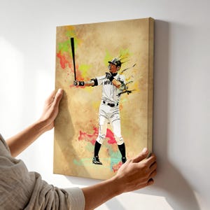 Ichiro Suzuki Art Poster, Seattle Mariners Canvas Print, MLB Baseball Wall Art, Man Cave Gift, Living Game Room Decor, Sports Artwork G019