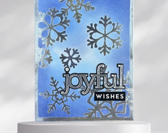 Blue and Silver Joyful Holiday Snowflake Card that is Handmade with Love