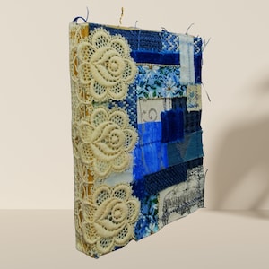 Vintage Blue Christmas Junk Journal Blue Ribbon Closure
