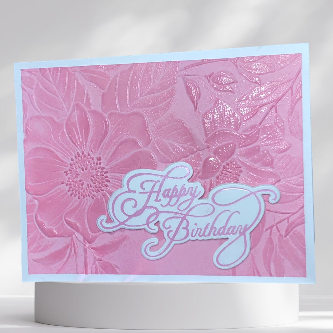 Pink Floral Happy Birthday Card That is Handmade With Love - Etsy