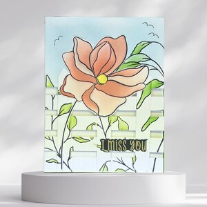 I Miss You Greeting Card with Flowers and Laser Cut Fence for Neighbors, Moving Card