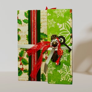 Mistletoe Christmas Folio Photo Album, Memory Book, Handmade Keepsake Memory Book, Junk Journal