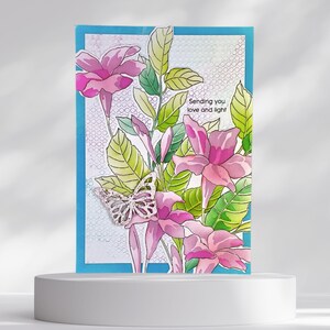 Carte de voeux florale pour la famille et les proches, carte de condoléances, amour et lumière 5 x 7