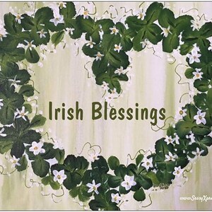 Irish Blessings Shamrock Heart Wreath Refrigerator Magnet Magnetic Greeting Card