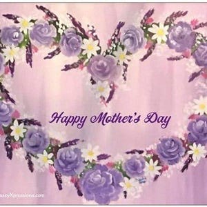 Happy Mothers Day Rose Heart Wreath Refrigerator Magnet Magnetic Greeting Card