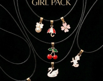 Pretty Girl Necklace Bundle | Y2K Necklace Set | Enamel Pearl Streetwear  (3 or 4 Pack)