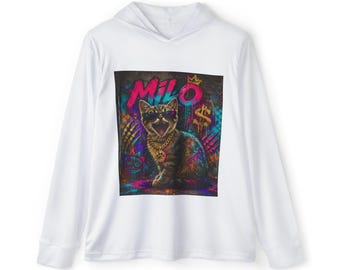 Neon Graffiti Cat Milo Hoodie | Street Art Cat Illustration