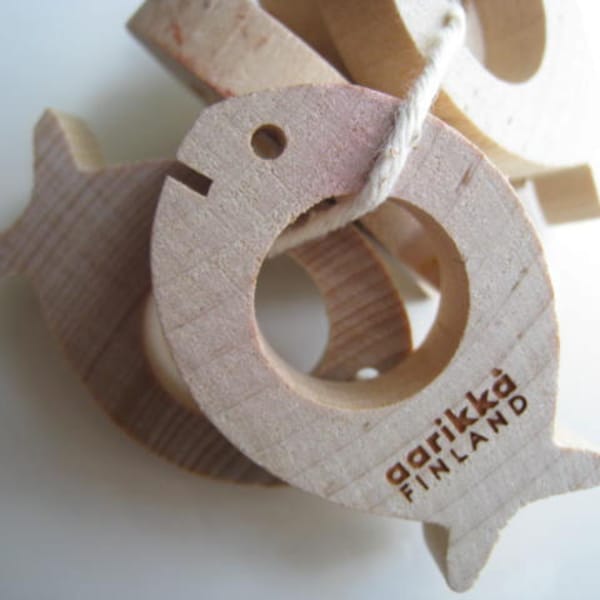 Set of 5 AARIKKA FINLAND Wooden Fish Rings - Napkin Rings, Craft Supplies