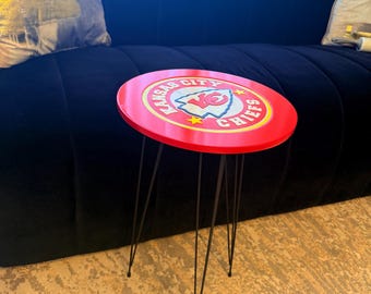 Handmade Kansas City Chiefs Side Table | Football Fan End Table | Game Room Decor | Man Cave Accent Table | Father’s Day Gift