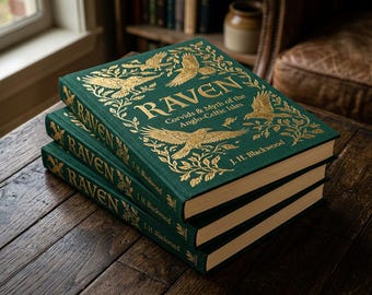 Rabenbuch: Anglo-keltische Rabenfibel-Folklore, Mythos, Hardcover-Leinwand mit Goldfolie Illustriert