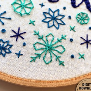 Let It Snow Embroidery Pattern, Snowflakes, Winter Embroidery, Holiday Decor, Snowfall, Christmas, Hand Embroidery, Whimsical, Downloadable image 3