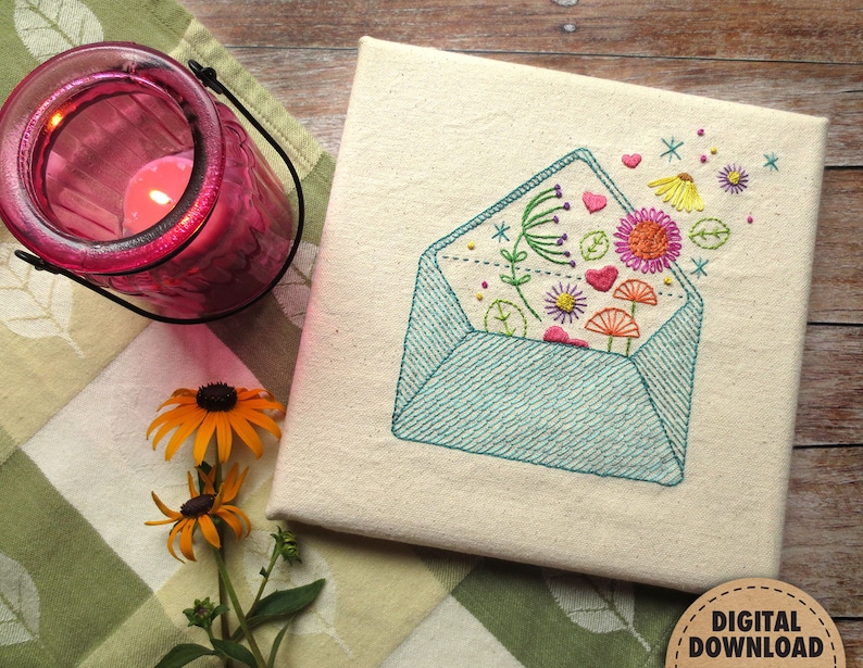 Garden Embroidery Pattern, Embroidery Bundle, Floral Embroidery, Envelope, Vintage Typewriter, Stitch Sampler, Hand Embroidery, Writer Gifts image 10