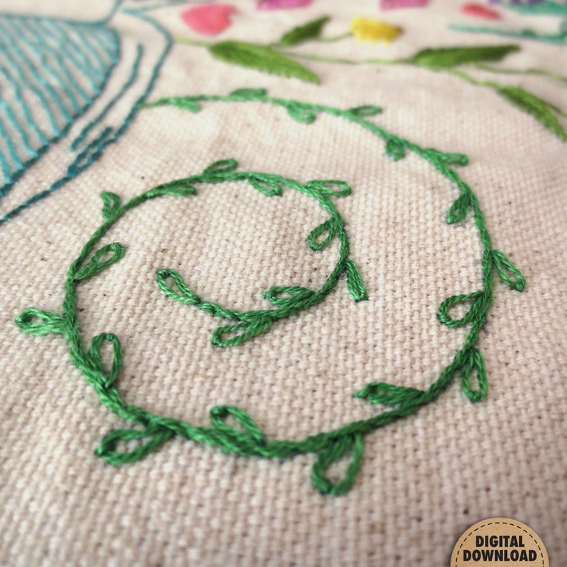 Floral Book Embroidery Pattern, Garden Embroidery Design, Booklover Gifts, Reading Nook Decor, Stitch Sampler, Hand Embroidery, DIY Tote Bag image 4