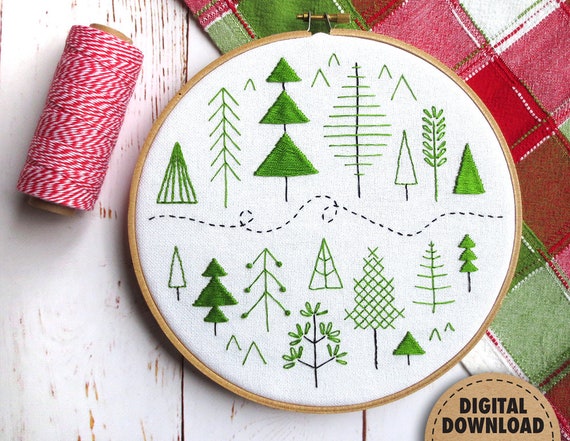 Forest, Beginner Embroidery Pattern, Scandinavian Modern, Folk Art