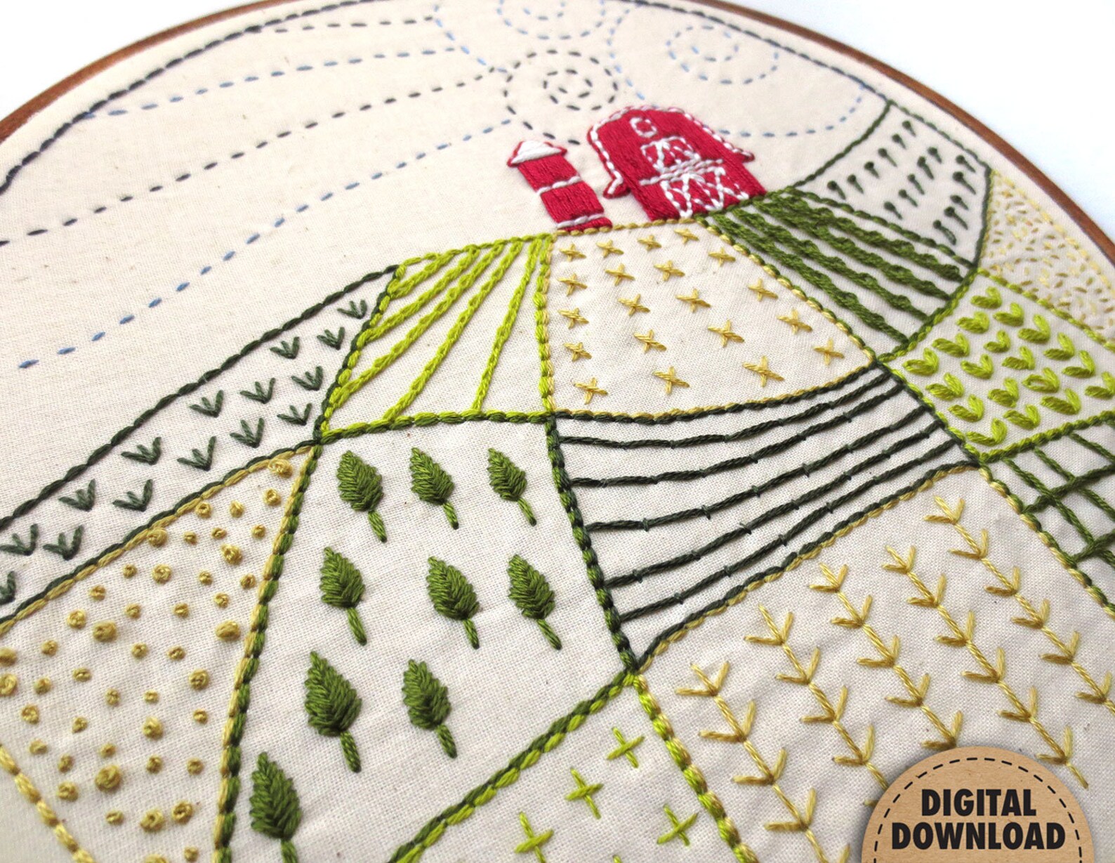 Farmland Embroidery Pattern Farm Art Barn Embroidery Etsy