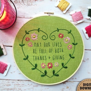 Inspirational Embroidery Hoop Art, Spring Decorations, Beginner Embroidery PDF, Thanksgiving Decor, Fall Embroidery Pattern, Simple Pattern
