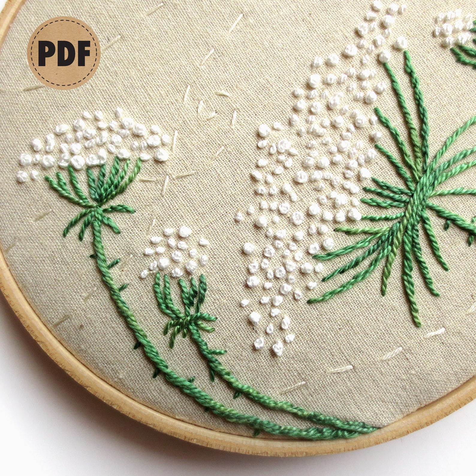 Queen Annes Lace PDF Embroidery Pattern DIY Crafts Etsy
