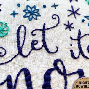 Let It Snow Embroidery Pattern, Snowflakes, Winter Embroidery, Holiday Decor, Snowfall, Christmas, Hand Embroidery, Whimsical, Downloadable image 4