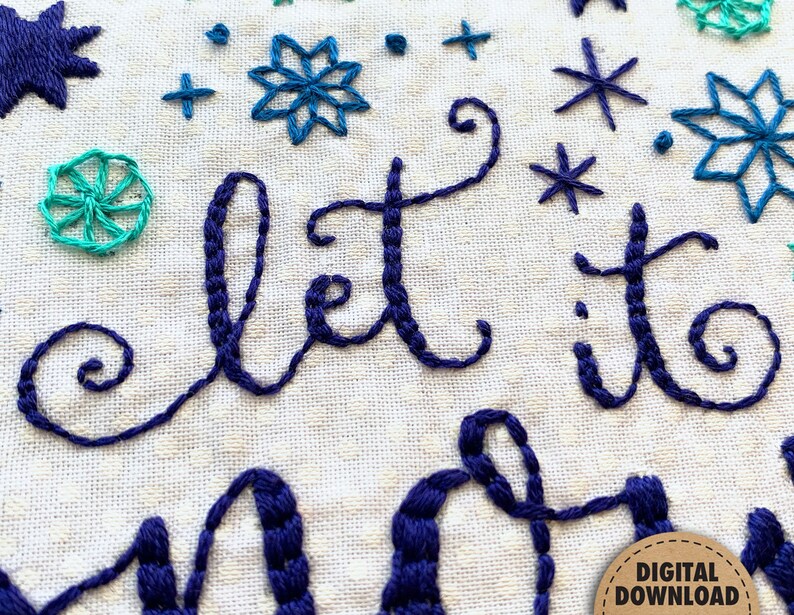 Let It Snow Embroidery Pattern, Snowflakes, Winter Embroidery, Holiday Decor, Snowfall, Christmas, Hand Embroidery, Whimsical, Downloadable image 4