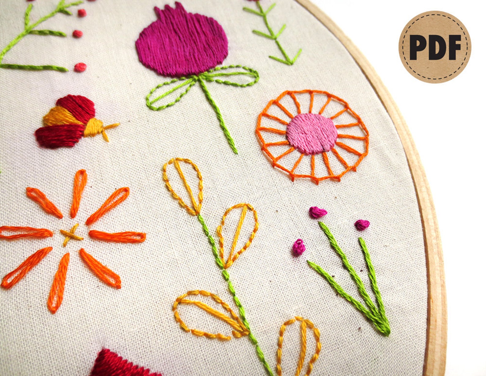 Beginner Embroidery Sampler Retro Modern Flower Embroidery Etsy