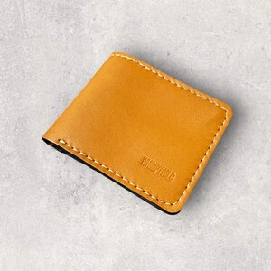 Herren Leder Geldbörse, faltbare Geldbörse, schmale faltbare Geldbörse, kleine Geldbörse, Brieftasche mit Kreditkartenfach, Schwarz und Karamell Geldbörse