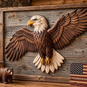 Bald Eagle Intarsia Pattern PDF | Scroll Saw Woodworking Plan | Wildlife Wood Wall Art Template | Digital Download | DIY Eagle Decor