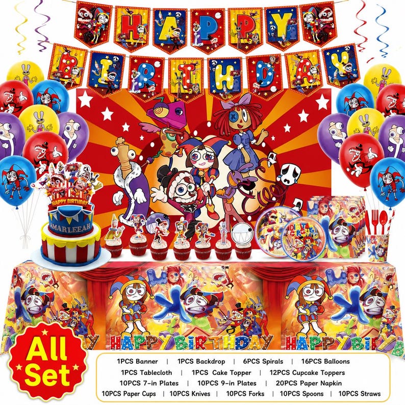 Colorful Circus Birthday Party Kit With Backdrop, Banner, Balloons ...
