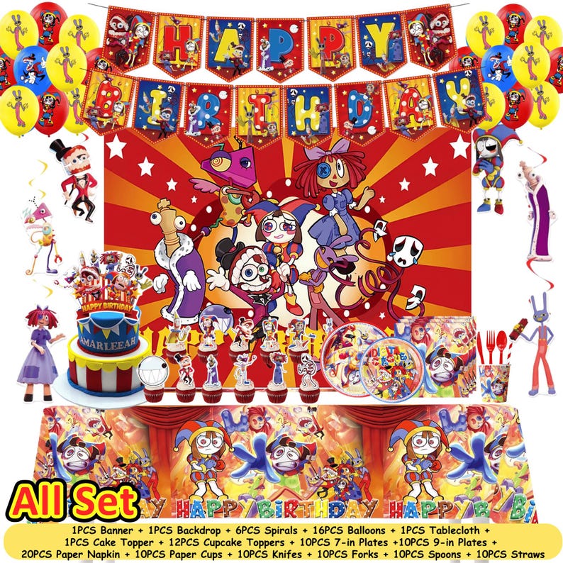 Colorful Circus Birthday Party Kit With Backdrop, Banner, Balloons ...