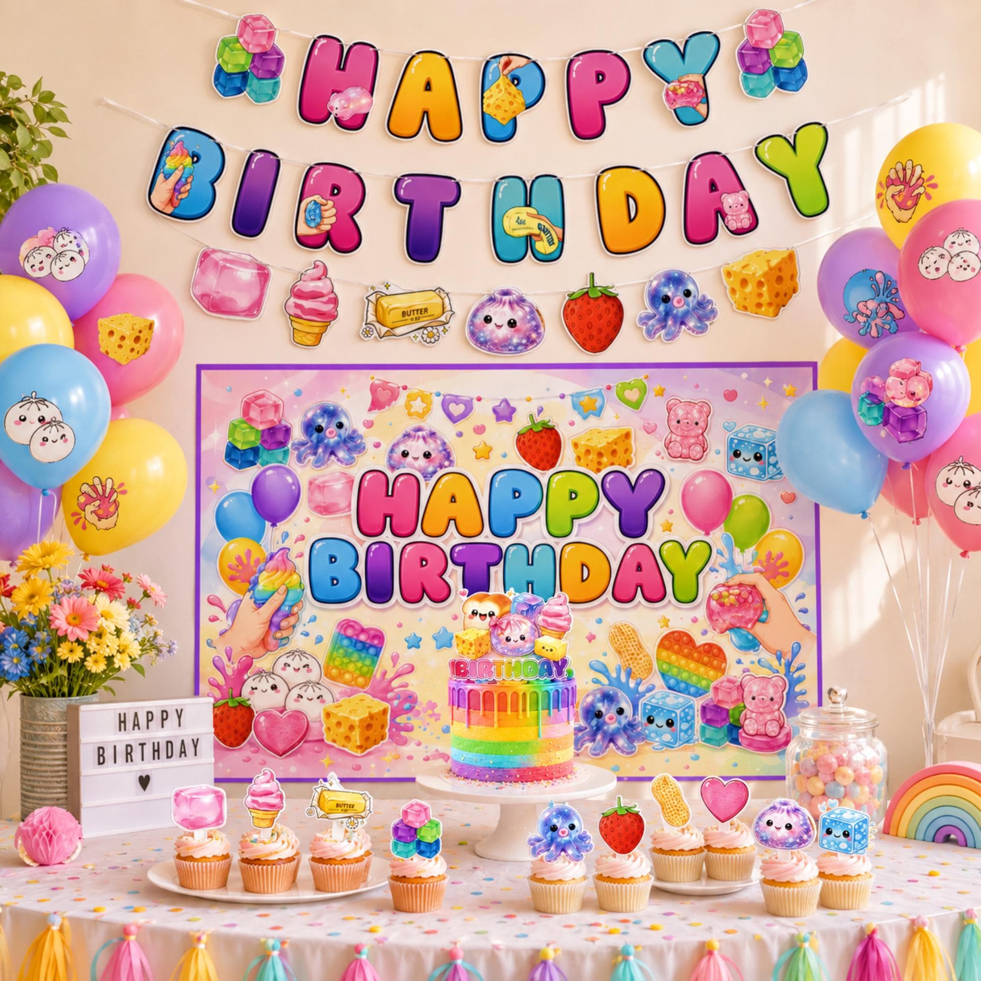 37PCS Sp-runki Birthday Decorations,Sprunki Fête d'anniversaire Ballons Bannières Party Fournitures Ballons Décorations pour - Maison