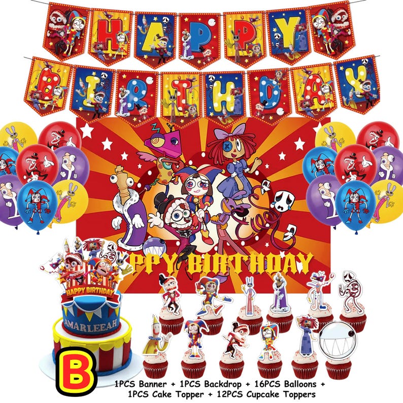 Colorful Circus Birthday Party Kit With Backdrop, Banner, Balloons ...
