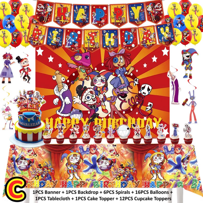 Colorful Circus Birthday Party Kit With Backdrop, Banner, Balloons ...