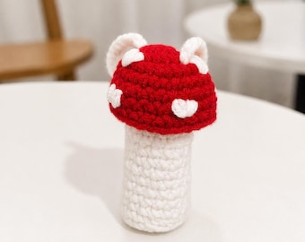 Gehäkelte Pilz Lippenbalsam Halter Keychain | Handgefertigte Lippenpflege | Cottagecore Geschenk