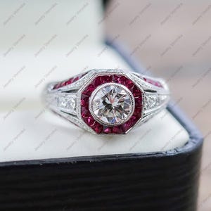 2.50ct ruby and Diamond casual gift party women's Sterling Silver Ring
