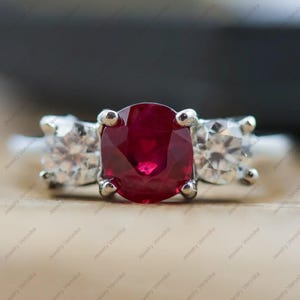 2.00ct ruby and Diamond wedding party women's Sterling Silver Ring
