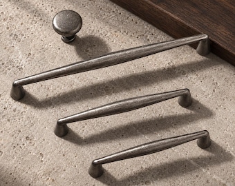 Tiradores y pomos redondos de plata antigua para armarios, tiradores de cajón de huso vintage, herrajes rústicos para cocina, tiradores para cómoda, 96 mm 128 mm 192 mm