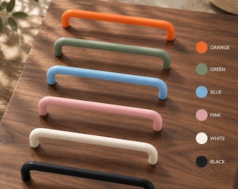 Tiradores coloridos para armarios, tiradores modernos para cajones, herrajes en forma de U para armarios de cocina, tiradores para cómodas de habitaciones infantiles, tiradores para puertas de armarios, 6 colores.