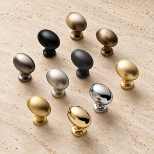 Pomelli ovali per mobili, maniglie a forma di uovo per cassetti, ferramenta moderna per armadi da cucina, pomelli per comò, 8 finiture: oro, nero, cromo, nichel, bronzo