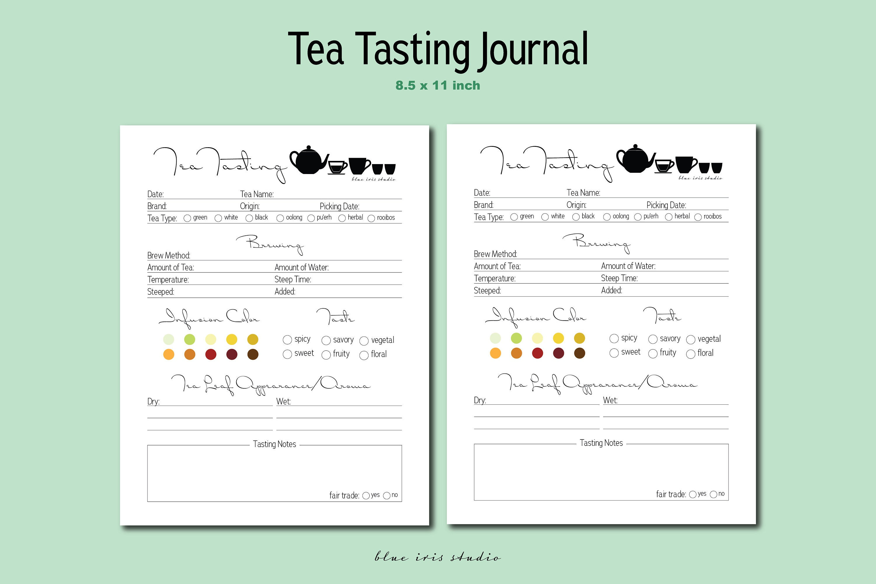 Tea Tasting Journal Tea Tea Tracker Tea Journal Digital Etsy