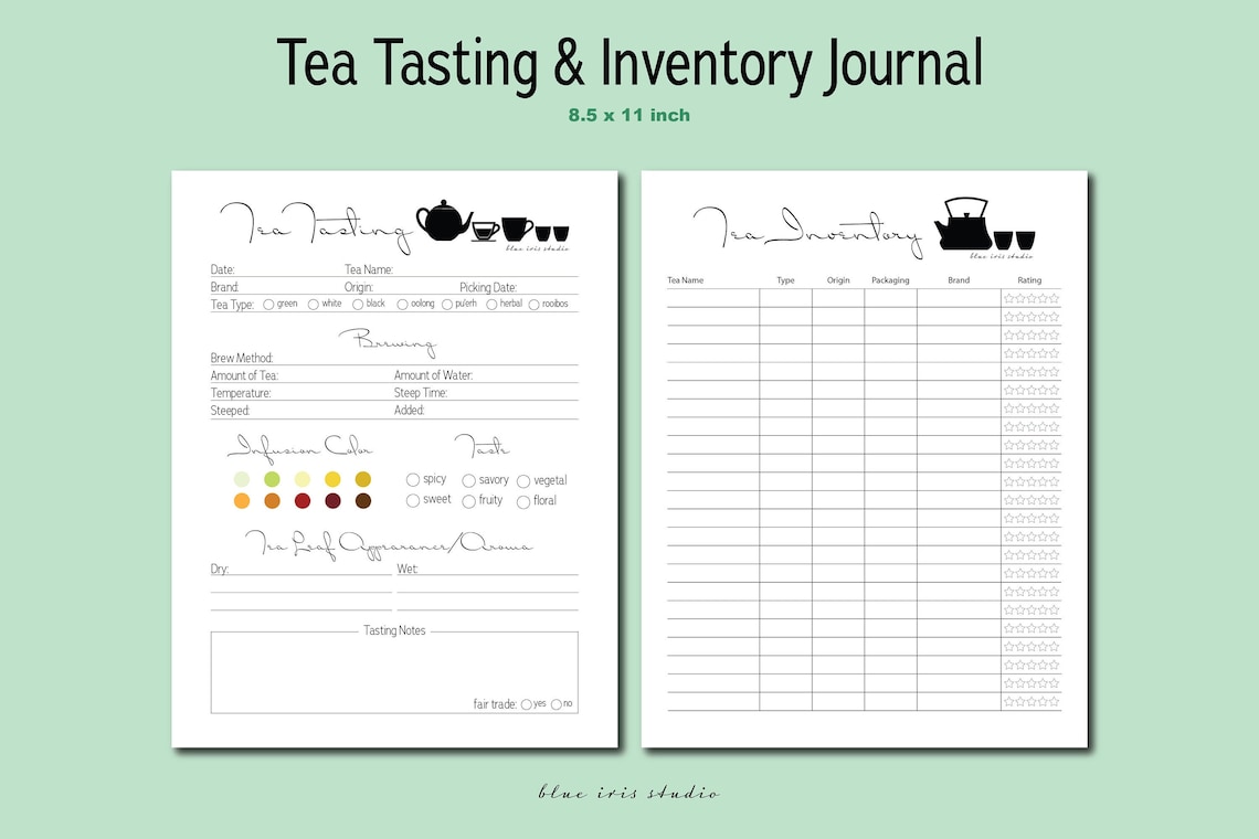 Tea Tasting Journal, Tea Inventory List, Tea Tracker, Digital File, Tea