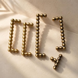 Antique Brass Beaded Cabinet Pulls/Aged Gold Drawer Pulls/Custom Engraved Drawer Handles/Unique Dresser Knobs/Cabinet Pull Hardware