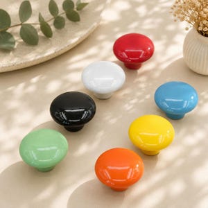 Colorful Glossy Round Cabinet Knobs Set, Modern Ceramic Resin Drawer Pulls, Furniture Hardware Kitchen Cabinets, Wardrobe & Dresser Knobs