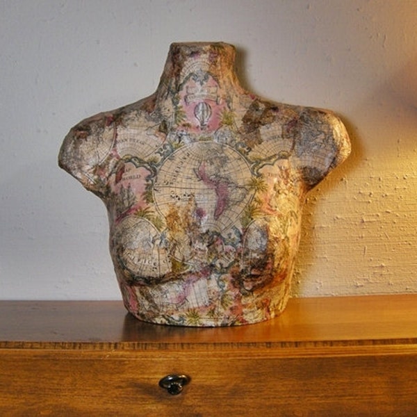 Vintage map bust  Jewelry display / Jewelry storage / Jewelry holder/ Dress Form Mannequin(Custom services)