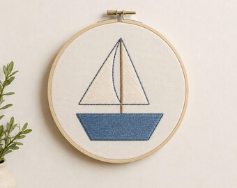 Beginner Embroidery PDF Pattern - Sailboat