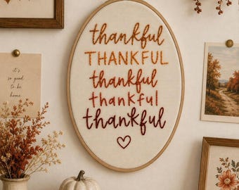 Beginner Embroidery Pattern - "Thankful"
