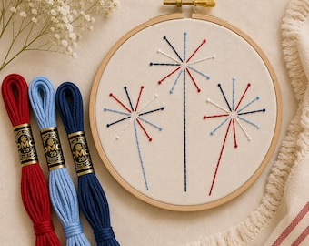 Beginner Embroidery PDF Template - Sparklers