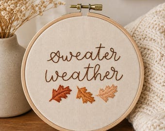 Beginner Embroidery PDF Template - "Sweater Weather"