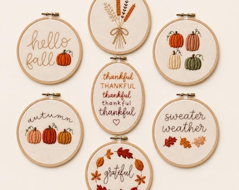 Beginner Embroidery PDF Template - Fall Bundle