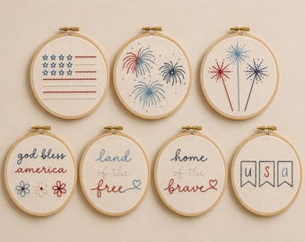 Beginner Embroidery PDF Template - Patriotic Bundle