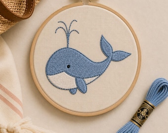 Beginner Embroidery PDF Template - Baby Whale