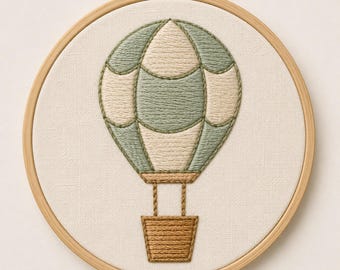 Beginner Embroidery PDF Template - Hot-Air Balloon